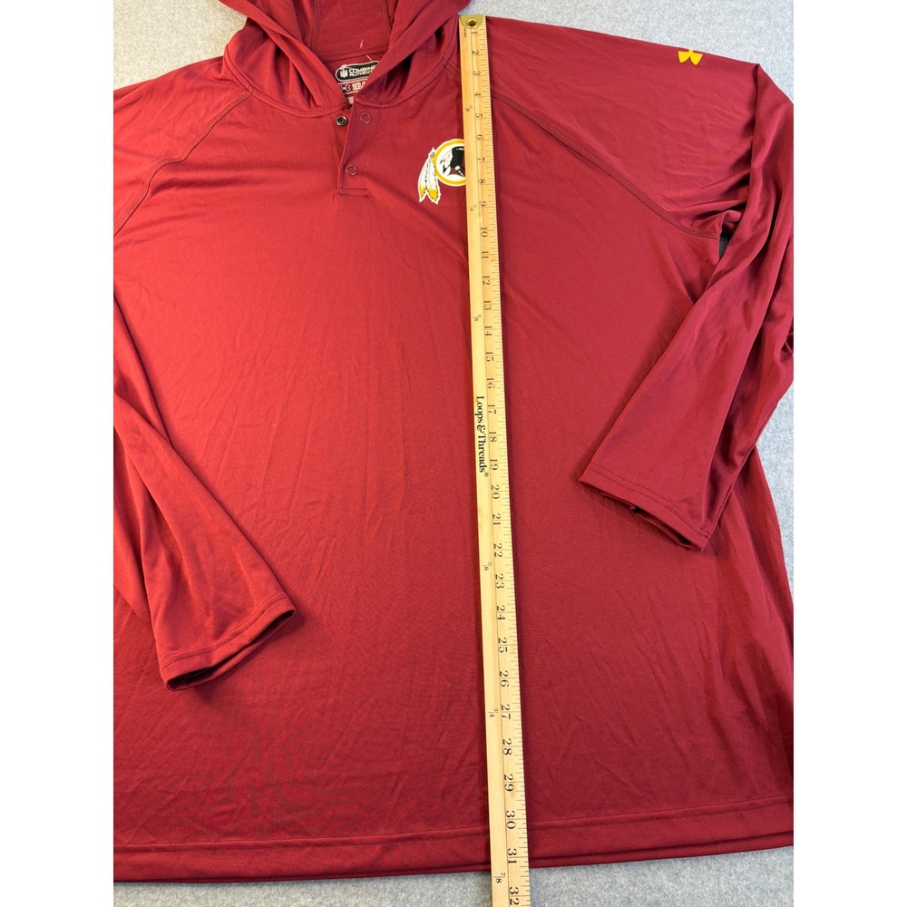 Under Armour NFL Washington Redskins HeatGear Hoodie Men 2XL Burgundy Red Henley - Picture 3 of 15